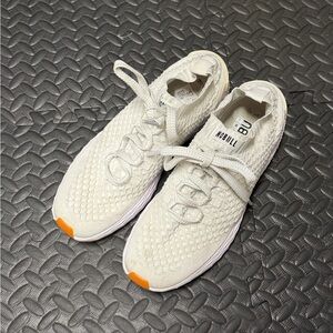 NOBULL Knit Sneakers in White with Orange Tips